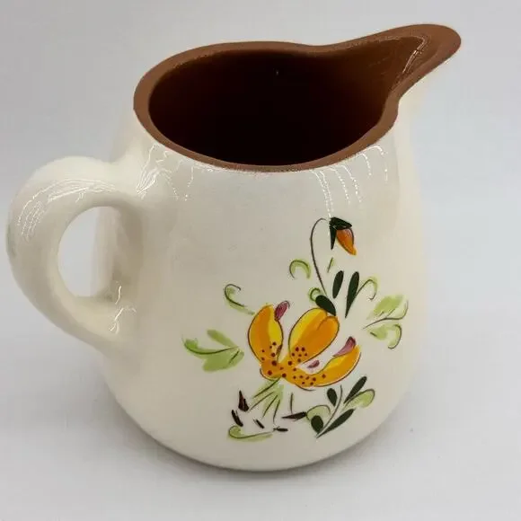 Vintage Stangl Pottery Ceramic Creamer Tiger Lily Yellow Brown 4" USA - Picture 3 of 8